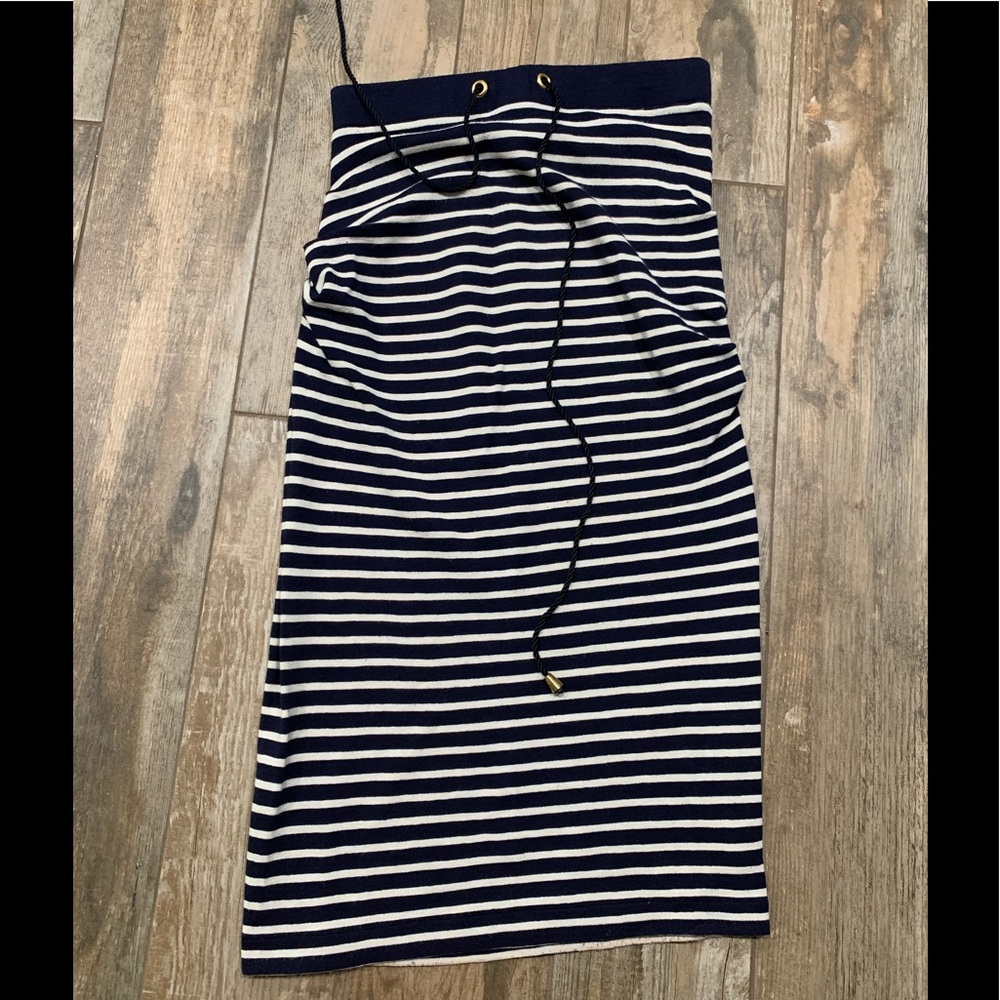 Baraschi Casual Skirt: Dark Blue Stripes  XS